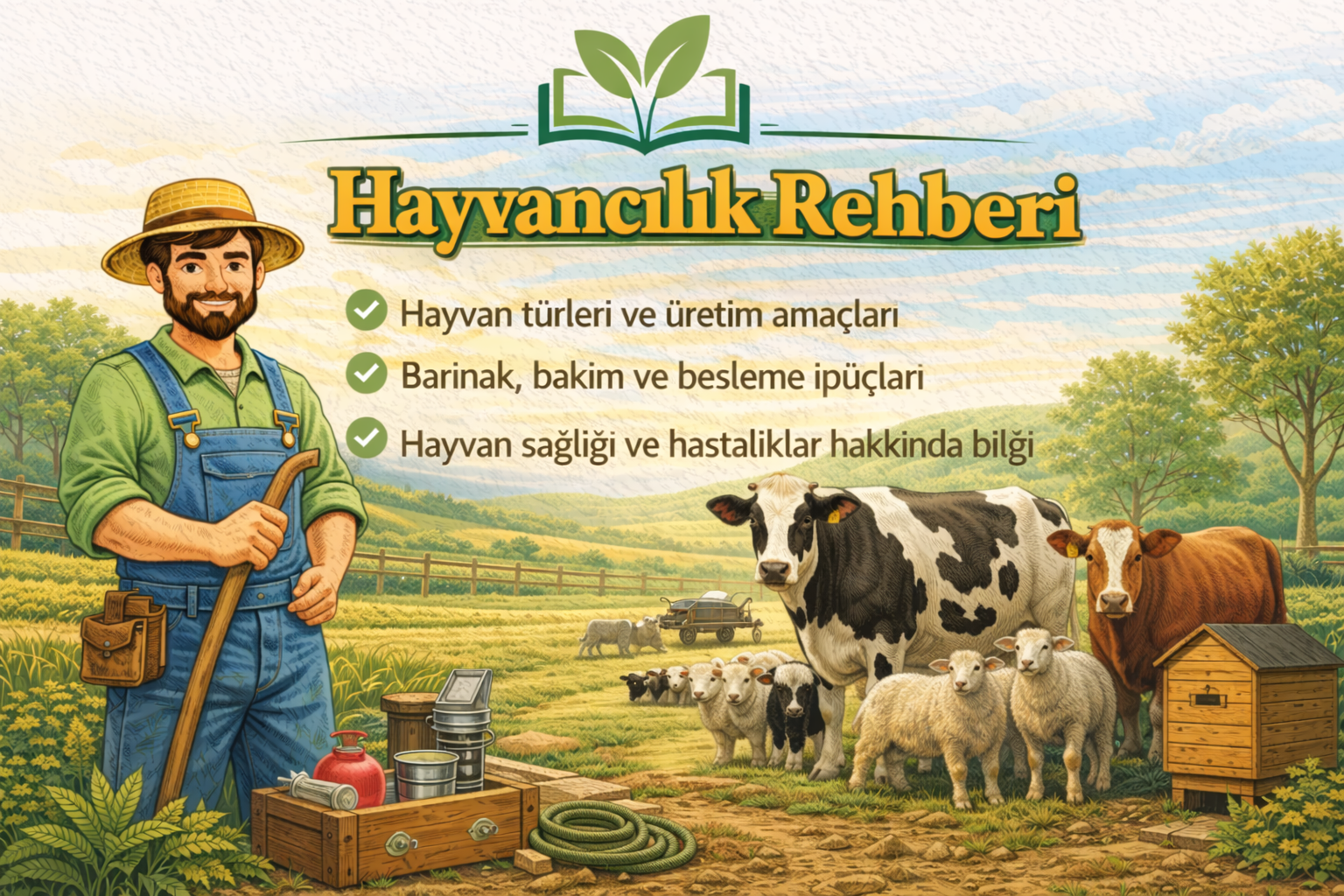 Hayvancılığa başlamak isteyenler için temel bilgileri özetleyen hayvancılık rehberi
