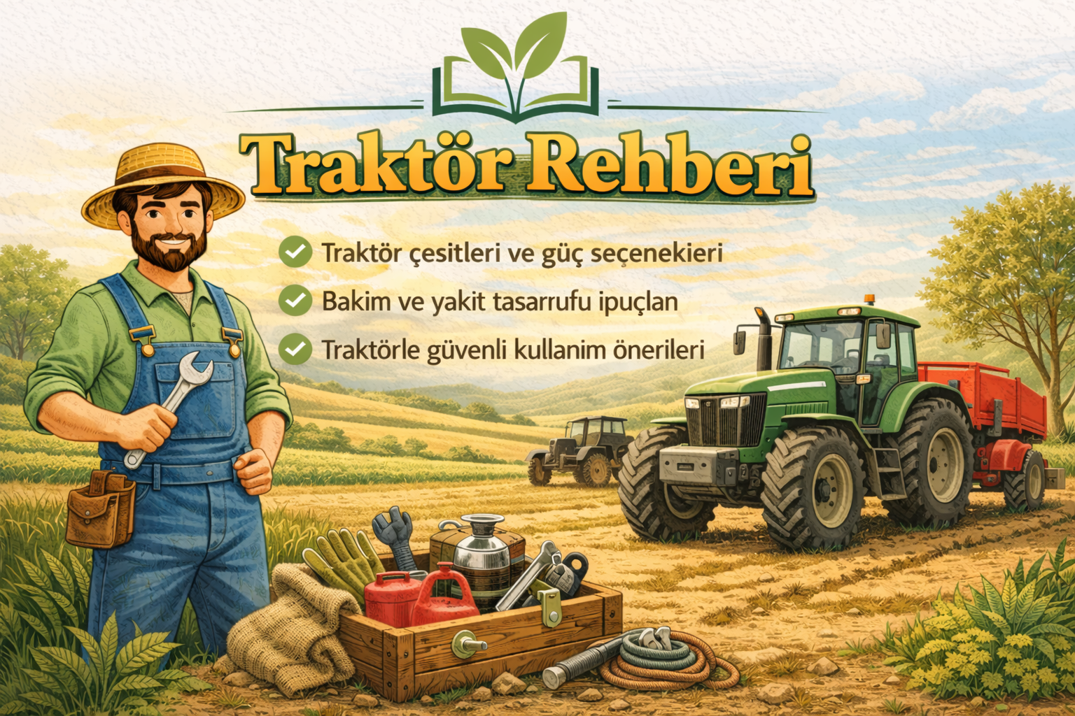 Tarımda kullanılan traktör, ekipmanlar ve bakım araçları