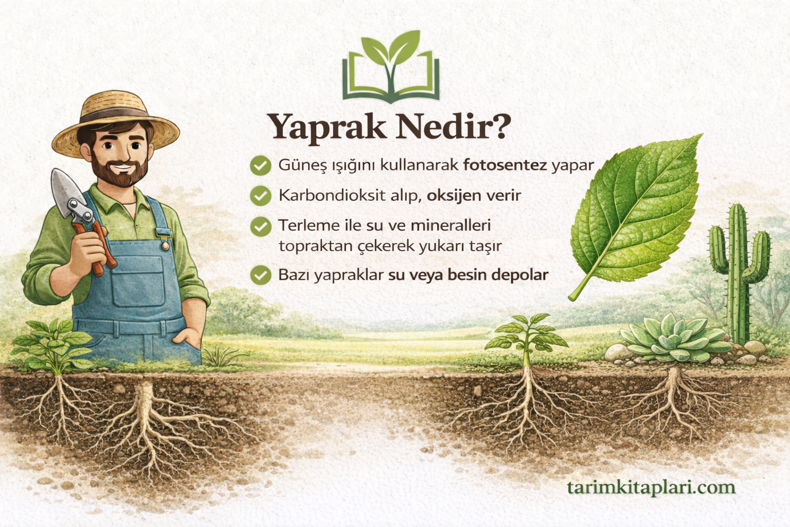 Yaprak nedir? Yaprağın görevleri: fotosentez, gaz alışverişi ve terleme