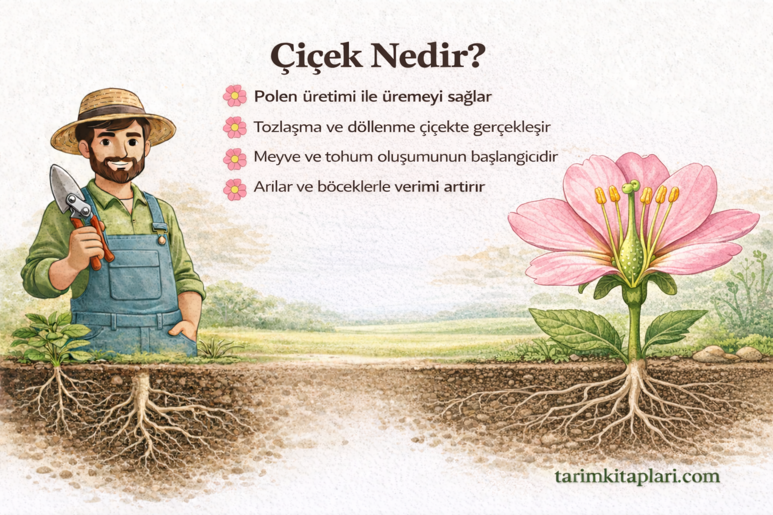 Çiçek nedir, çiçeğin görevleri, tozlaşma ve döllenme süreci