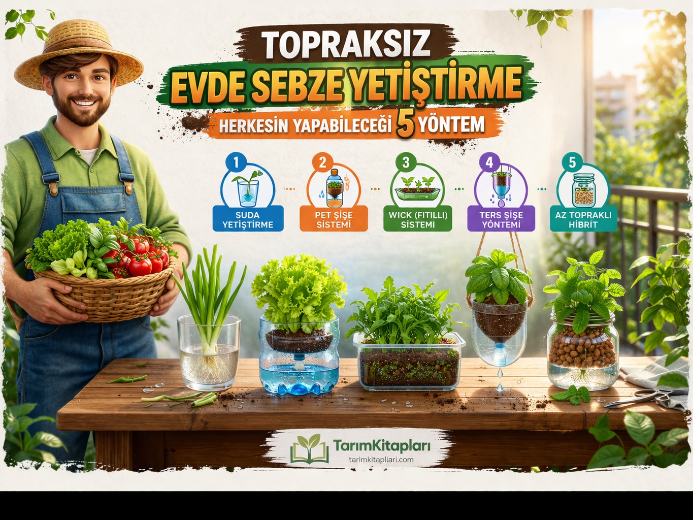 Topraksız evde sebze yetiştirme için en kolay 5 yöntem